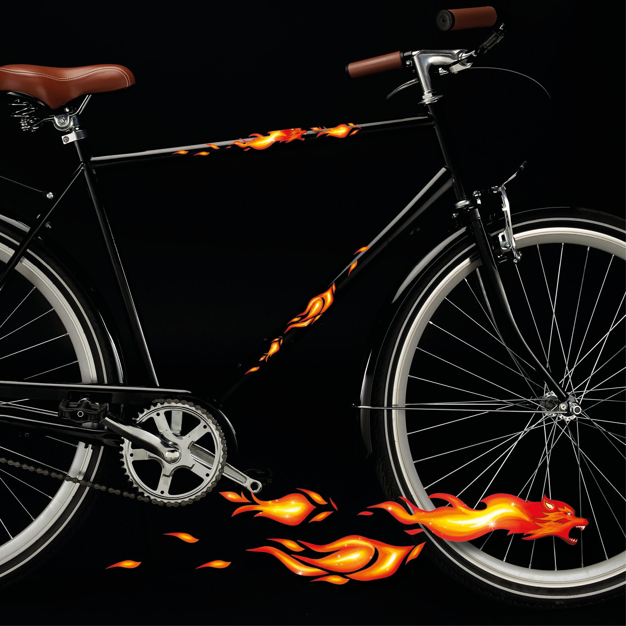 Fahrradaufkleber 21 Wolf aus Flamen Feuer Fahrrad Sticker Fahrraddesign, Geburtstagsgeschenk
