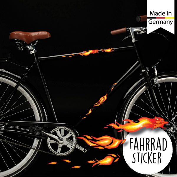 Auf dem Bild ist das Produkt: Fahrradaufkleber Wolf aus Flamen Feuer 21 Sticker Fahrrad Sticker Fahrraddesign Geburtstagsgeschenk zum Preis von €12.90 abgebildet.