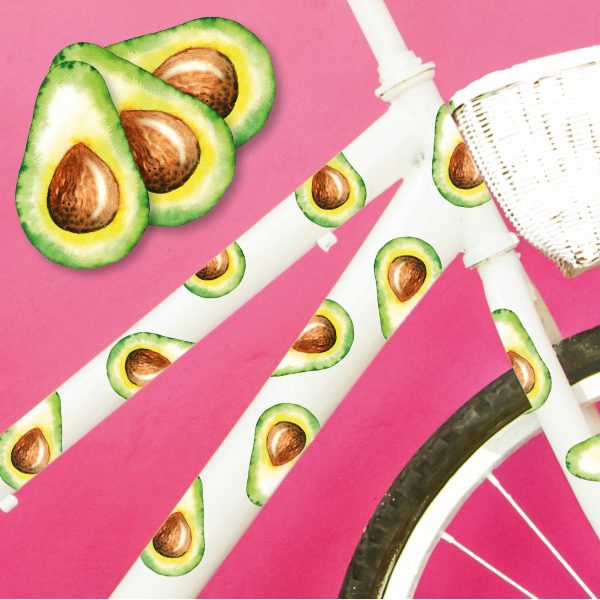 Auf dem Bild ist das Produkt: Fahrradaufkleber 24 farbige Avocado Fahrrad Sticker Fahrraddesign Kinderfahrrad, Geschenk Geburtstag zum Preis von €12.90 abgebildet.