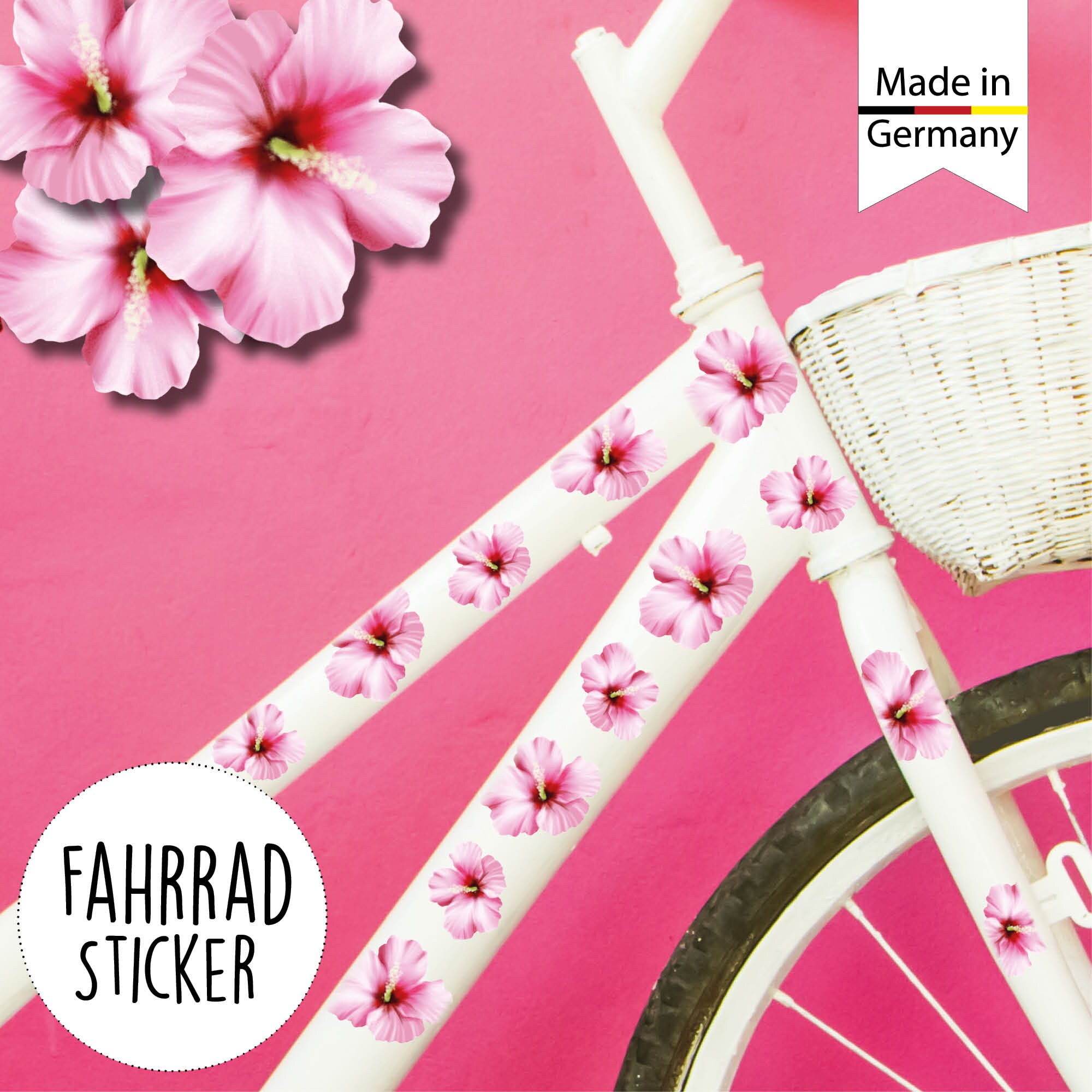 Fahrradaufkleber 35 Hibiskus Blüten Blumen Fahrrad Sticker Fahrraddesign