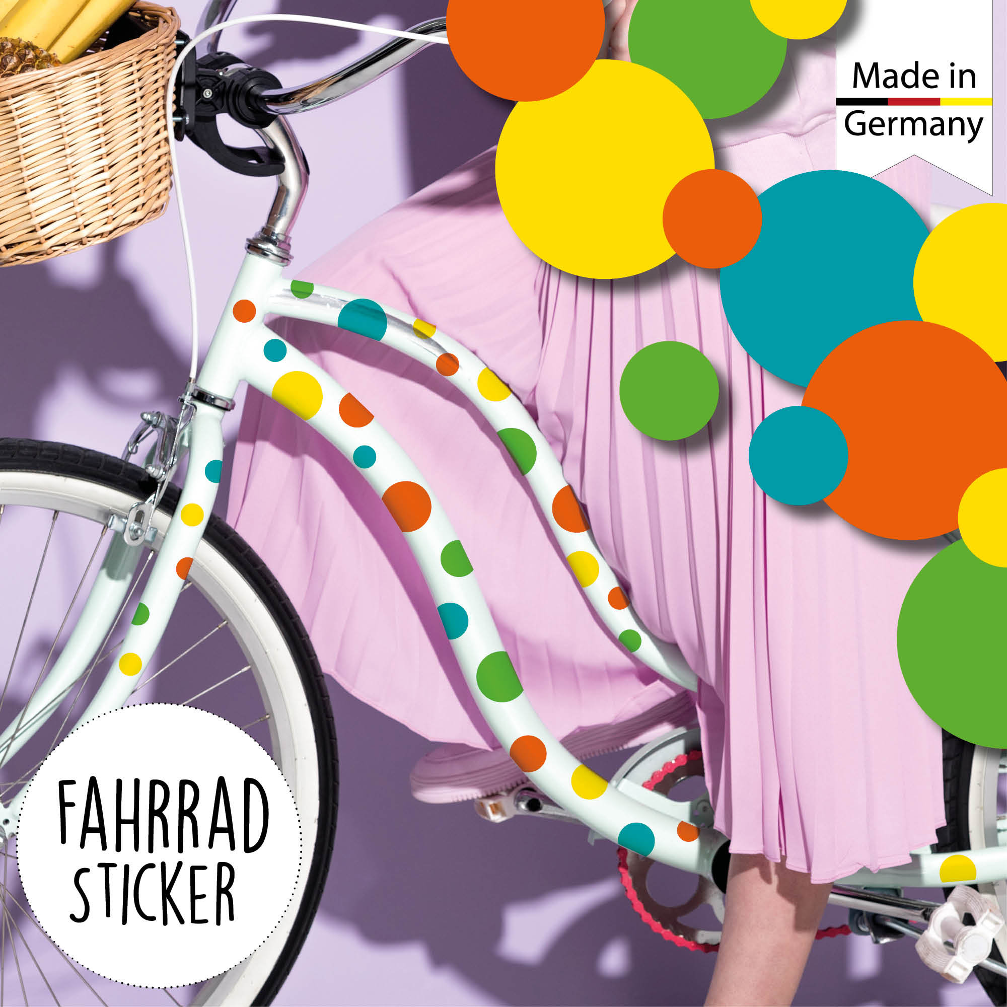 Fahrradaufkleber 42 Kreise Punkte Fahrrad Sticker Fahrraddesign Kinderfahrrad, Geschenk Geburtstag