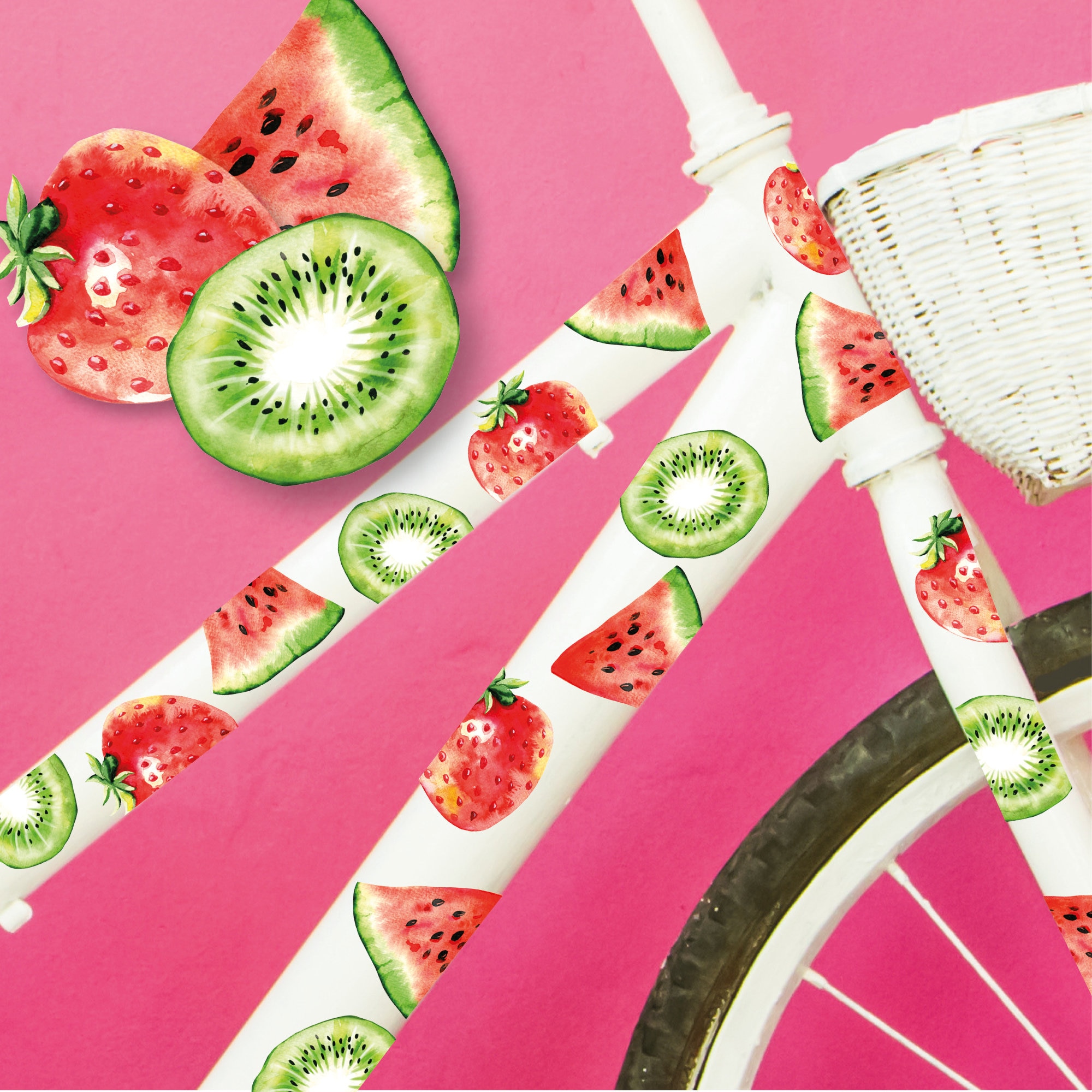 Fahrradaufkleber 48 Früchte Farbig Fahrrad Sticker Fahrraddesign Kinderfahrrad, Geschenk Geburtstag