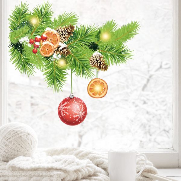 Auf dem Bild ist das Produkt: Fensterbild Weihnachten Winter Weihnachtszweig Tannen Kinderzimmer Fenster Weihnachtsdeko wiederverwendbar zum Preis von €13.90 abgebildet.