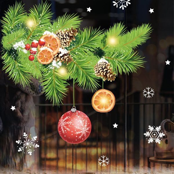 Auf dem Bild ist das Produkt: Fensterbild Weihnachten Winter Weihnachtszweig Tannen Kinderzimmer Fenster Weihnachtsdeko wiederverwendbar zum Preis von €13.90 abgebildet.