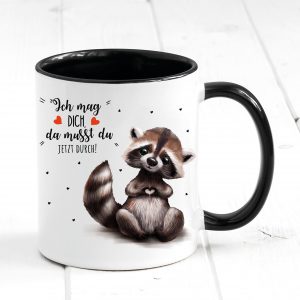 Auf dem Bild ist das Produkt: Tasse bedruckt für Freundin oder Freund Ich mag dich Waschbär Geburtstagsgeschenk Geschenk Keramik 330 ml Spülmaschinenfest zum Preis von €17.9 abgebildet.