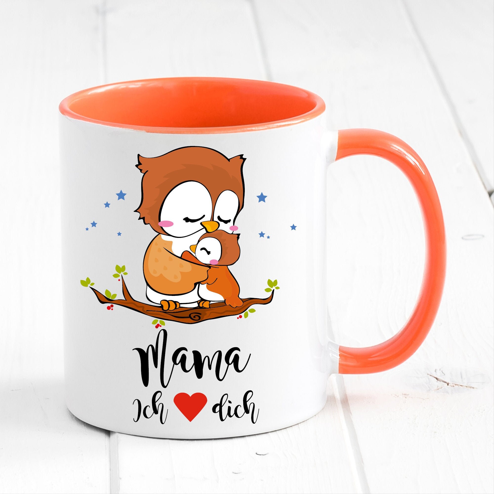 Tasse bedruckt Eule Mama ich liebe Dich Geschenk Kaffeetasse Kaffeebecher Geschenk Muttertag