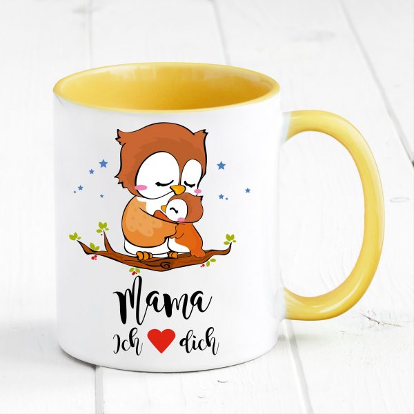 Auf dem Bild ist das Produkt: Tasse bedruckt Eule Mama ich liebe Dich Geschenk Kaffeetasse Kaffeebecher Geschenk Muttertag zum Preis von €17.90 abgebildet.
