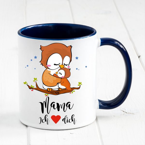 Auf dem Bild ist das Produkt: Tasse bedruckt Eule Mama ich liebe Dich Geschenk Kaffeetasse Kaffeebecher Geschenk Muttertag zum Preis von €17.90 abgebildet.
