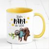 Auf dem Bild ist das Produkt: Tasse bedruckt Faultier mit Tochter oder Sohn Bester Papa der Welt, Geschenk Vater, Geburtstag Kaffeetasse Kaffeebecher, Vatertag zum Preis von €17.90 abgebildet.