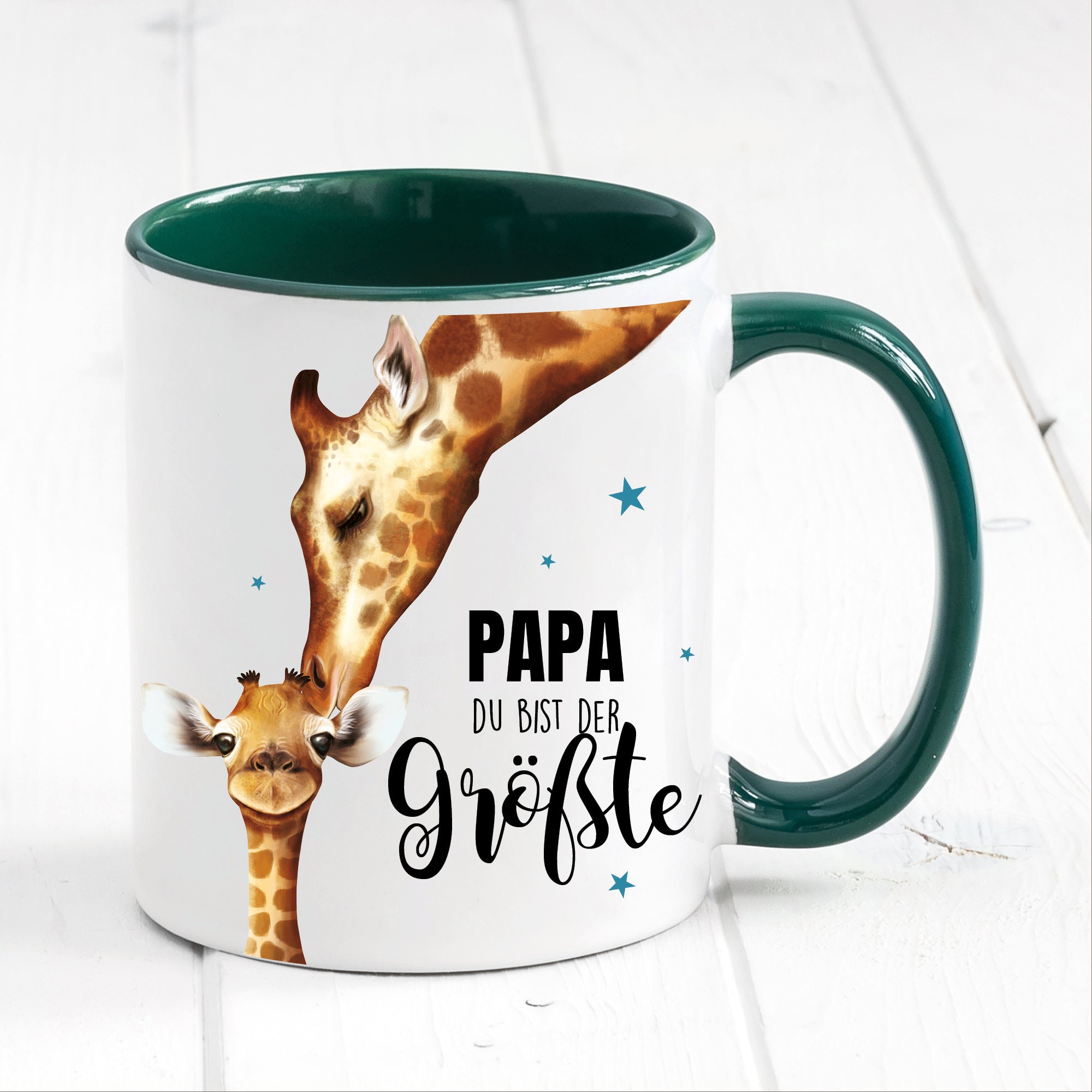 Tasse bedruckt für Papa Du bist der größte mit Giraffe, Geschenk Geburtstag Kaffeetasse Kaffeebecher, Vatertagsgeschenk
