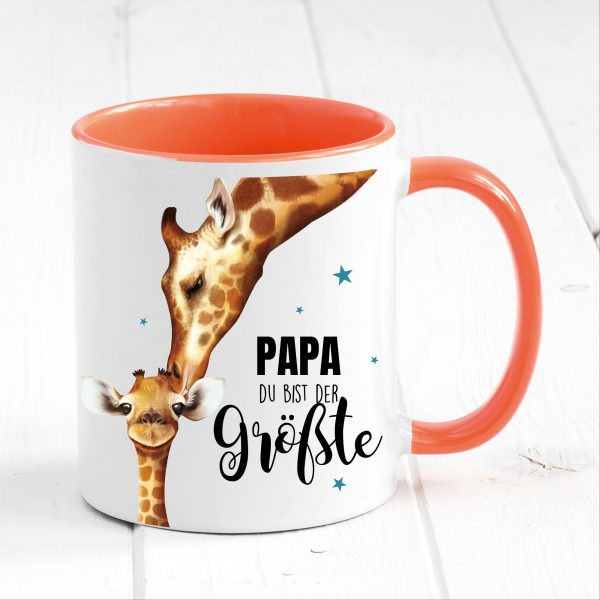 Auf dem Bild ist das Produkt: Tasse bedruckt für Papa Du bist der größte mit Giraffe, Geschenk Geburtstag Kaffeetasse Kaffeebecher, Vatertagsgeschenk zum Preis von €17.9 abgebildet.