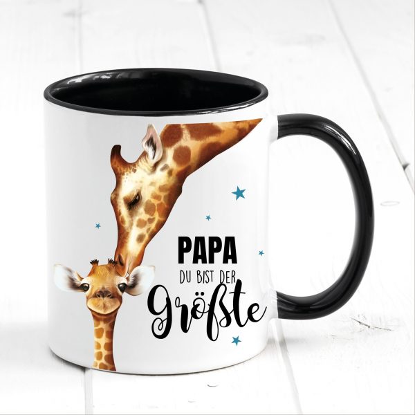 Auf dem Bild ist das Produkt: Tasse bedruckt für Papa Du bist der größte mit Giraffe, Geschenk Geburtstag Kaffeetasse Kaffeebecher, Vatertagsgeschenk zum Preis von €17.9 abgebildet.