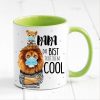 Auf dem Bild ist das Produkt: Tasse bedruckt für Papa Löwe mit Maske Papa Du bist trotzdem cool, Geschenk Geburtstag Kaffeetasse Kaffeebecher, Vatertagsgeschenk zum Preis von €18.9 abgebildet.