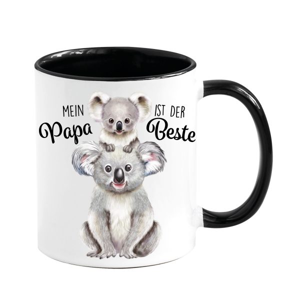 Auf dem Bild ist das Produkt: Tasse bedruckt Koala Mein Papa ist der Beste, Geschenk Geburtstag Kaffeetasse Kaffeebecher zum Preis von €18.9 abgebildet.