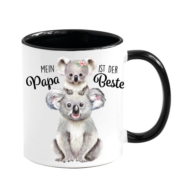 Auf dem Bild ist das Produkt: Tasse bedruckt Koala Mein Papa ist der Beste, Geschenk Geburtstag Kaffeetasse Kaffeebecher zum Preis von €18.9 abgebildet.