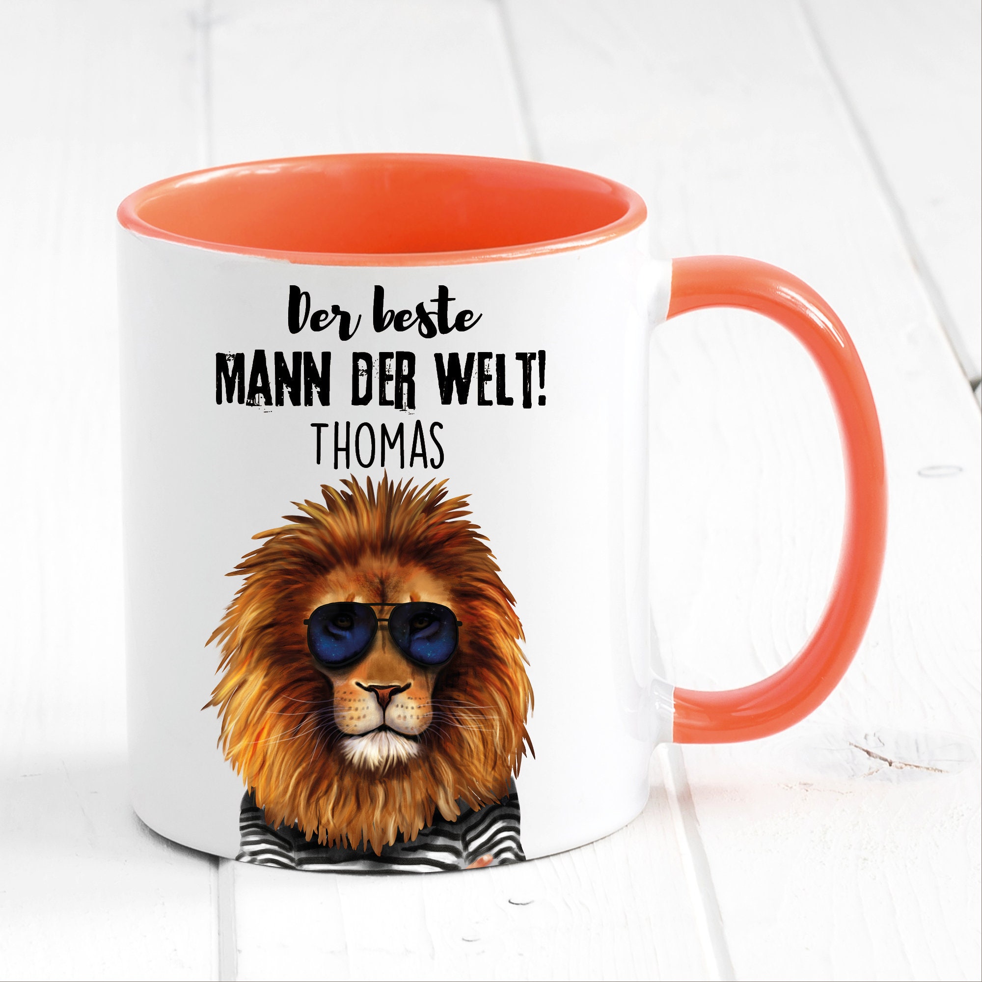 Tasse bedruckt Löwe Der beste Mann der Welt, personalisiertes Geschenk Geburtstag Kaffeetasse Kaffeebecher, Ostergeschenk