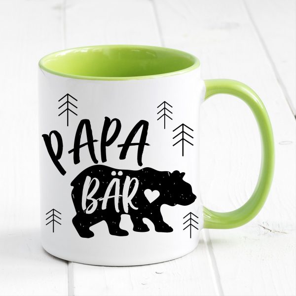 Auf dem Bild ist das Produkt: Tasse bedruckt Papa Bär Geschenk Kaffeetasse Kaffeebecher Vatertag Vatertagsgeschenk zum Preis von €17.90 abgebildet.