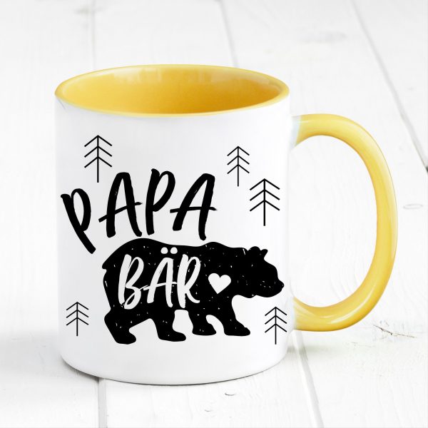Auf dem Bild ist das Produkt: Tasse bedruckt Papa Bär Geschenk Kaffeetasse Kaffeebecher Vatertag Vatertagsgeschenk zum Preis von €17.90 abgebildet.