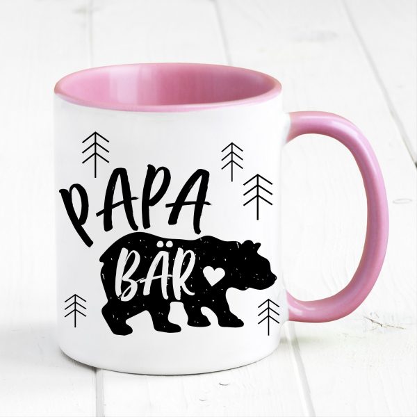 Auf dem Bild ist das Produkt: Tasse bedruckt Papa Bär Geschenk Kaffeetasse Kaffeebecher Vatertag Vatertagsgeschenk zum Preis von €17.90 abgebildet.