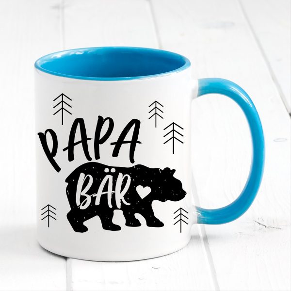 Auf dem Bild ist das Produkt: Tasse bedruckt Papa Bär Geschenk Kaffeetasse Kaffeebecher Vatertag Vatertagsgeschenk zum Preis von €17.90 abgebildet.