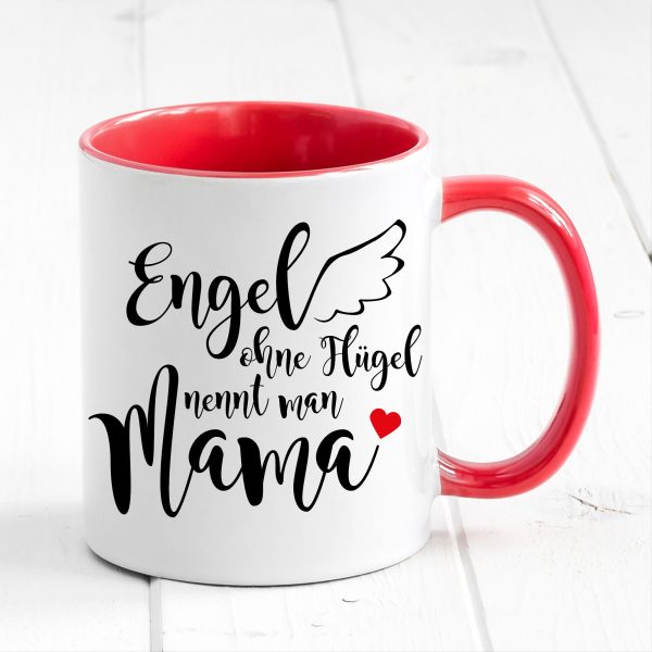 Auf dem Bild ist das Produkt: Tasse bedruckt Spruch Engel ohne Flügel nennt man Mama Geschenk Geburtstag Kaffeetasse Kaffeebecher Muttertagsgeschenk zum Preis von €17.90 abgebildet.