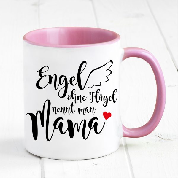 Auf dem Bild ist das Produkt: Tasse bedruckt Spruch Engel ohne Flügel nennt man Mama Geschenk Geburtstag Kaffeetasse Kaffeebecher Muttertagsgeschenk zum Preis von €17.90 abgebildet.