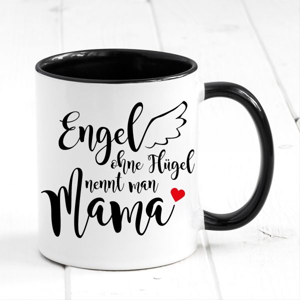 Auf dem Bild ist das Produkt: Tasse bedruckt Spruch Engel ohne Flügel nennt man Mama Geschenk Geburtstag Kaffeetasse Kaffeebecher Muttertagsgeschenk zum Preis von €17.90 abgebildet.