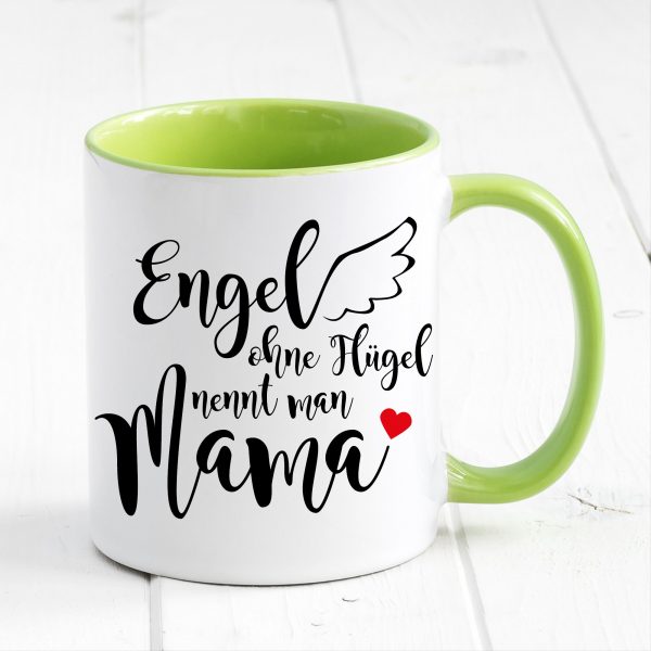 Auf dem Bild ist das Produkt: Tasse bedruckt Spruch Engel ohne Flügel nennt man Mama Geschenk Geburtstag Kaffeetasse Kaffeebecher Muttertagsgeschenk zum Preis von €17.90 abgebildet.