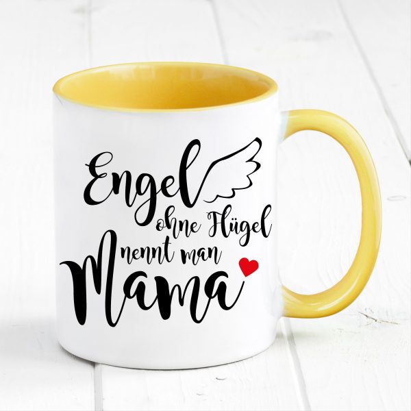 Auf dem Bild ist das Produkt: Tasse bedruckt Spruch Engel ohne Flügel nennt man Mama Geschenk Geburtstag Kaffeetasse Kaffeebecher Muttertagsgeschenk zum Preis von €17.90 abgebildet.
