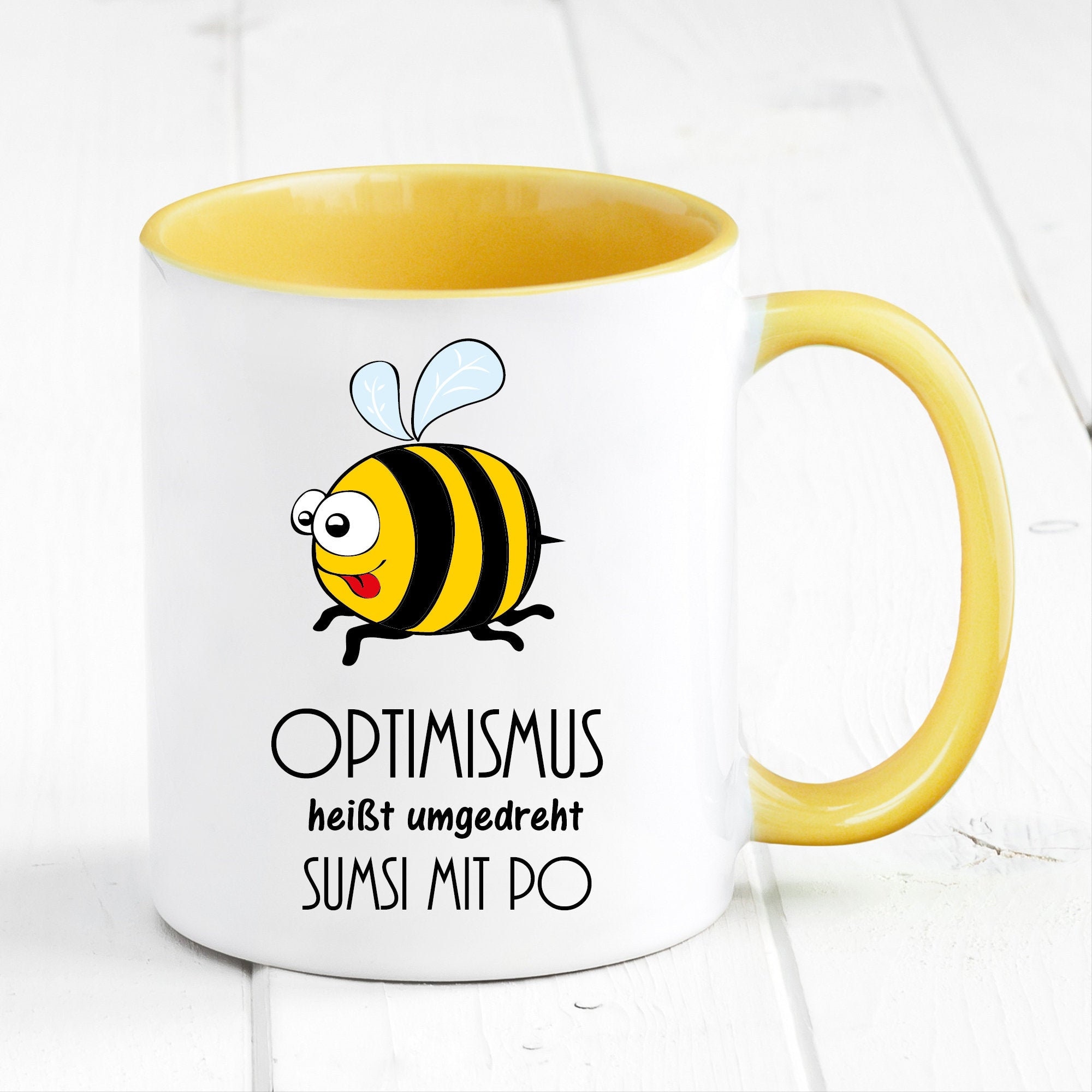 Tasse Biene Optimismus Sumsi mit Po Tasse Becher Geschenk Geburtstag