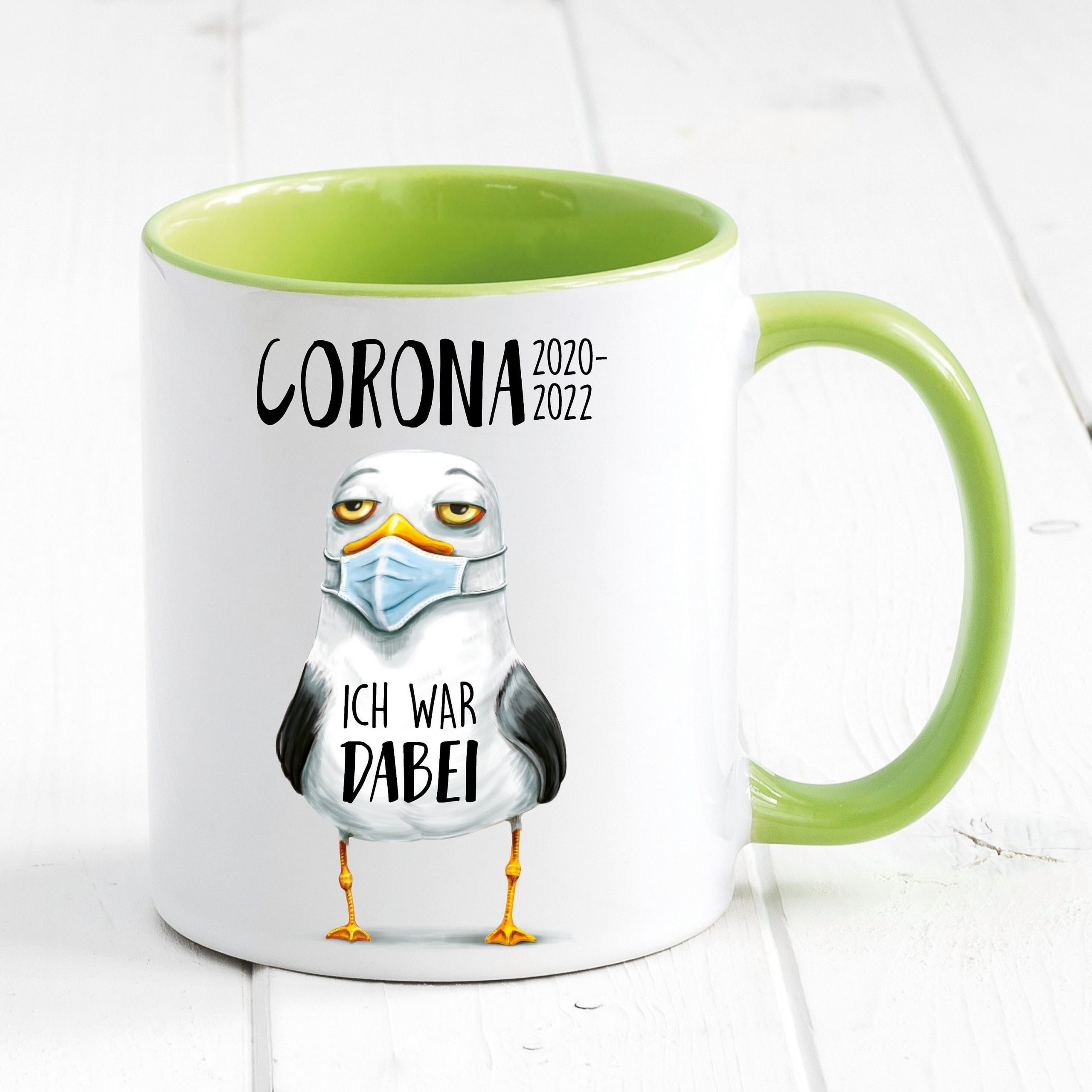 Tasse Möwe Corona 2020 – 2022 ich war dabei Geschenk Kaffeetasse