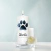 Auf dem Bild ist das Produkt: Trauerkerze für Tiere Hund Pfote personalisiert mit Namen und Datum Kerze Katze Trauer zum Preis von €5.90 abgebildet.