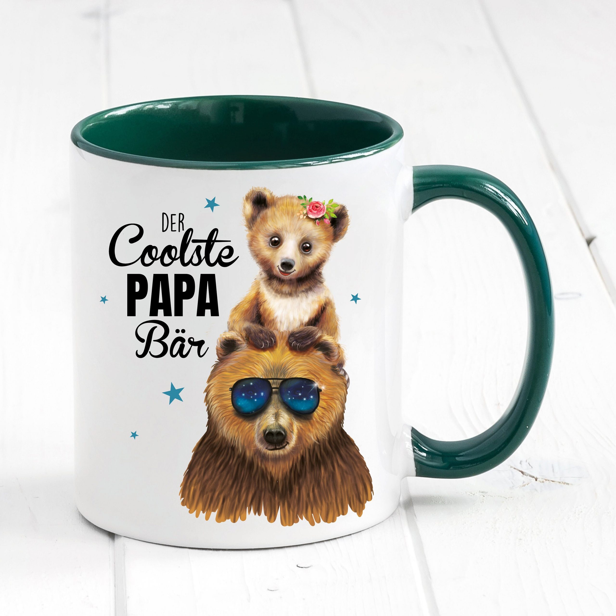 Vatertagsgeschenk Tasse bedruckt für Papa Der coolste Papa Bär Mädchen, Geschenk Geburtstag Kaffeetasse Kaffeebecher