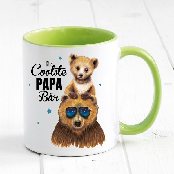 Auf dem Bild ist das Produkt: Vatertagsgeschenk Tasse bedruckt für Papa Der coolste Papa Bär Junge, Geschenk Geburtstag Kaffeetasse Kaffeebecher zum Preis von €17.9 abgebildet.