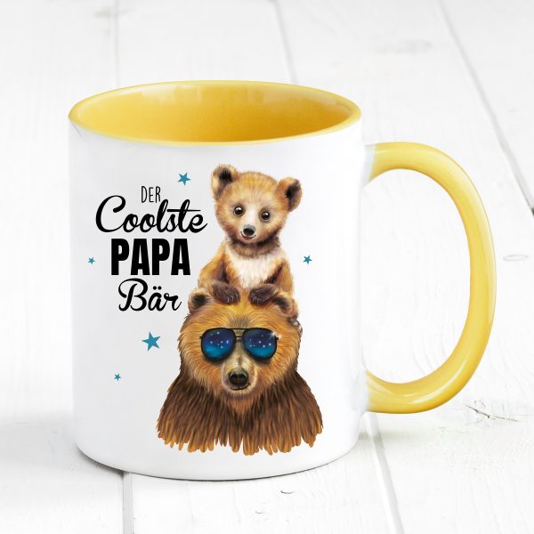 Auf dem Bild ist das Produkt: Vatertagsgeschenk Tasse bedruckt für Papa Der coolste Papa Bär Junge, Geschenk Geburtstag Kaffeetasse Kaffeebecher zum Preis von €17.9 abgebildet.