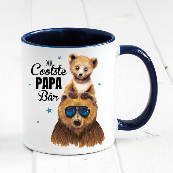 Auf dem Bild ist das Produkt: Vatertagsgeschenk Tasse bedruckt für Papa Der coolste Papa Bär Junge, Geschenk Geburtstag Kaffeetasse Kaffeebecher zum Preis von €17.9 abgebildet.