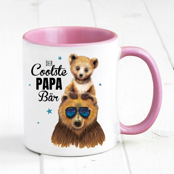 Auf dem Bild ist das Produkt: Vatertagsgeschenk Tasse bedruckt für Papa Der coolste Papa Bär Junge, Geschenk Geburtstag Kaffeetasse Kaffeebecher zum Preis von €17.9 abgebildet.