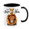 Auf dem Bild ist das Produkt: Vatertagsgeschenk Tasse Mein Papa ist der Beste Löwe Löwenkind Lion Geschenkidee, Geschenk zum Geburtstag zum Preis von €18.90 abgebildet.