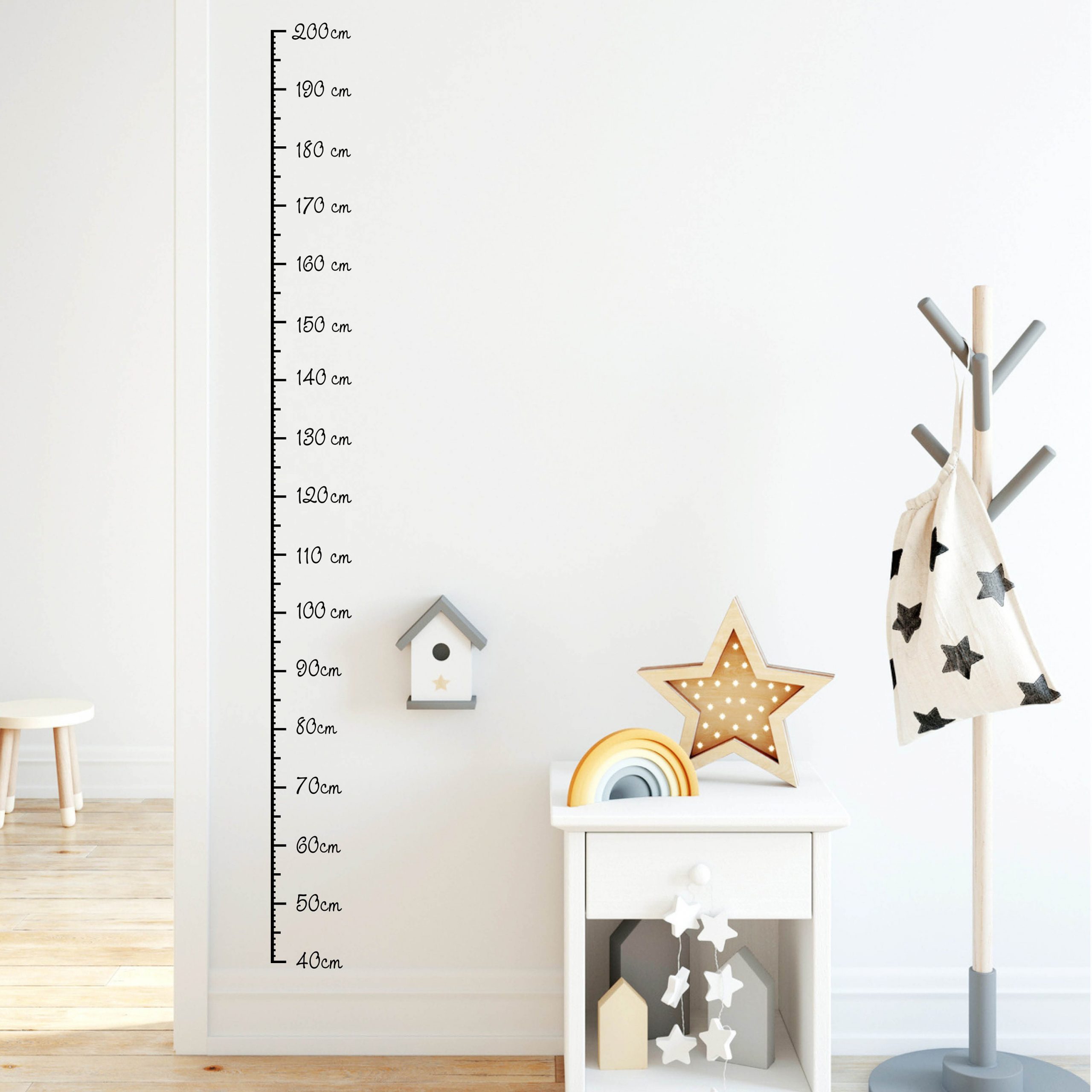 Wandtatto Kinderzimmer Messlatte Maßband 40 – 200 cm konturgeschnitten – ohne Hintergrundfolie