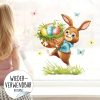 Auf dem Bild ist das Produkt: Wiederverwendbares Fensterbild Frühling Ostern Hase mit Eiern im Korb, Fensterdeko Kinderzimmer Kind, Frühlingsdeko, Osterdeko zum Preis von €14.9 abgebildet.