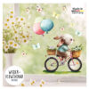 Auf dem Bild ist das Produkt: Wiederverwendbares Fensterbild Frühling Ostern Hase Fahrrad Schmetterlinge, Fensterdeko Kinderzimmer Kind, Frühlingsdeko, Osterdeko zum Preis von €13.9 abgebildet.