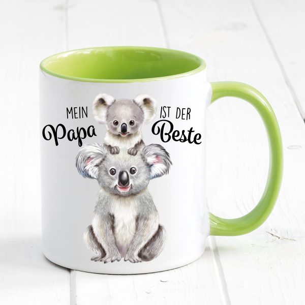 Auf dem Bild ist das Produkt: Tasse bedruckt mit Koala Mein Papa ist der Beste, Geschenk Vater Kaffeetasse Kaffeebecher zum Preis von €17.90 abgebildet.