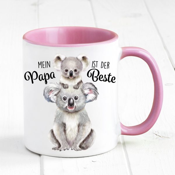 Auf dem Bild ist das Produkt: Tasse bedruckt mit Koala Mein Papa ist der Beste, Geschenk Vater Kaffeetasse Kaffeebecher zum Preis von €17.90 abgebildet.