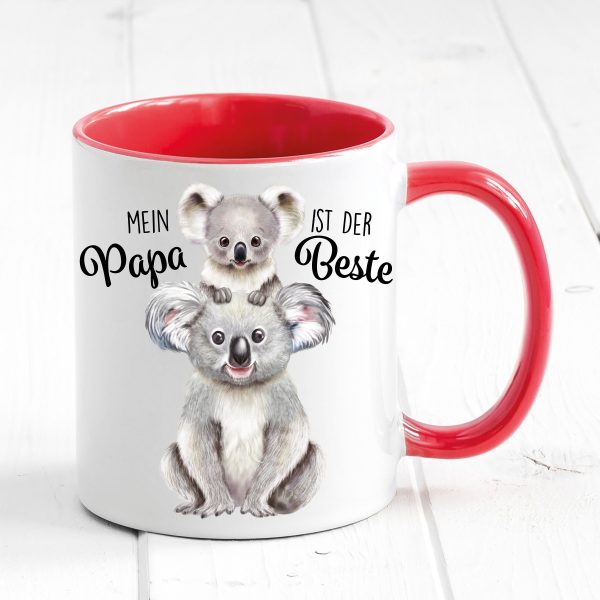 Auf dem Bild ist das Produkt: Tasse bedruckt mit Koala Mein Papa ist der Beste, Geschenk Vater Kaffeetasse Kaffeebecher zum Preis von €17.90 abgebildet.