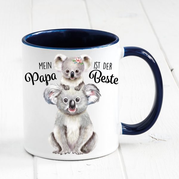 Auf dem Bild ist das Produkt: Tasse bedruckt mit Koala Mein Papa ist der Beste, Geschenk Vater Kaffeetasse Kaffeebecher zum Preis von €17.90 abgebildet.