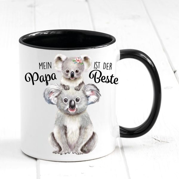 Auf dem Bild ist das Produkt: Tasse bedruckt mit Koala Mein Papa ist der Beste, Geschenk Vater Kaffeetasse Kaffeebecher zum Preis von €17.90 abgebildet.
