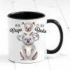 Auf dem Bild ist das Produkt: Tasse bedruckt mit Koala Mein Papa ist der Beste, Geschenk Vater Kaffeetasse Kaffeebecher zum Preis von €17.90 abgebildet.