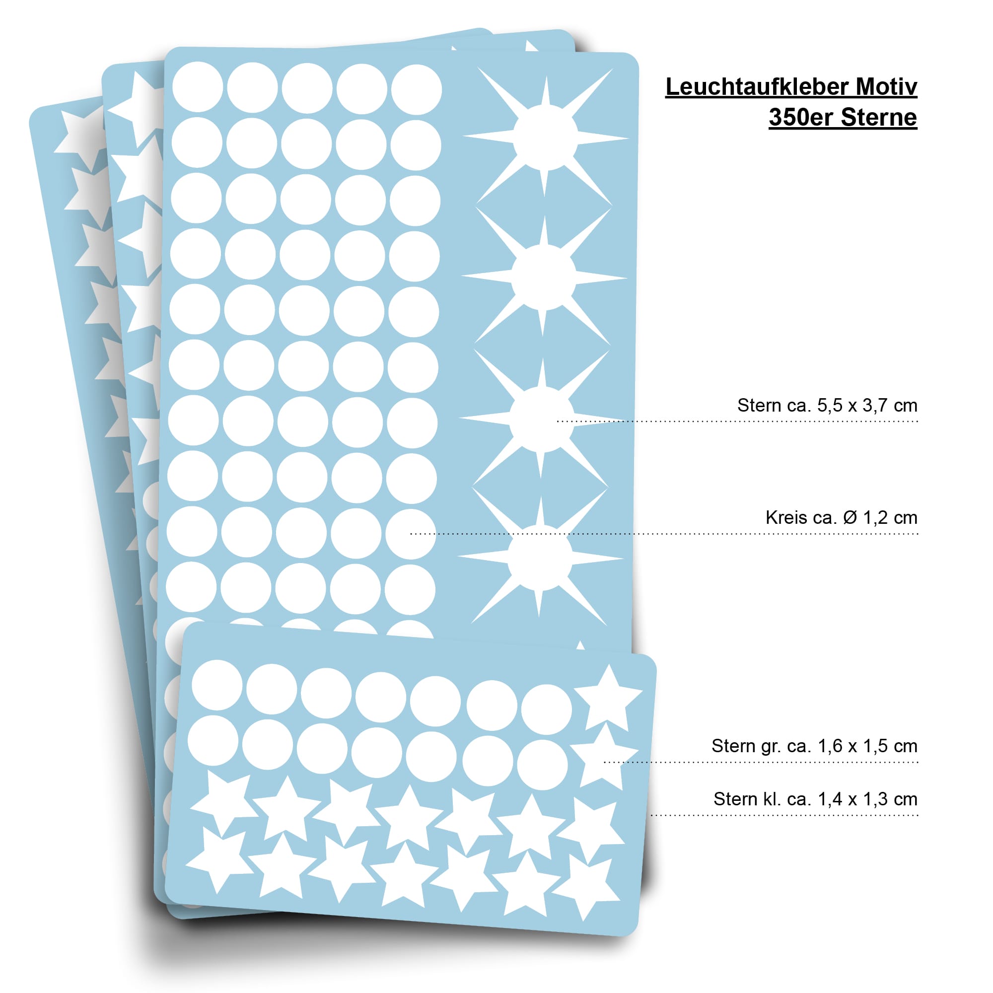 Auf dem Bild ist das Produkt: Leuchtaufkleber 350 Stk fluoreszierende Sterne und Punkte leuchten im Dunklen Kinderzimmer Sternenhimmel zum Preis von €9.90 abgebildet.