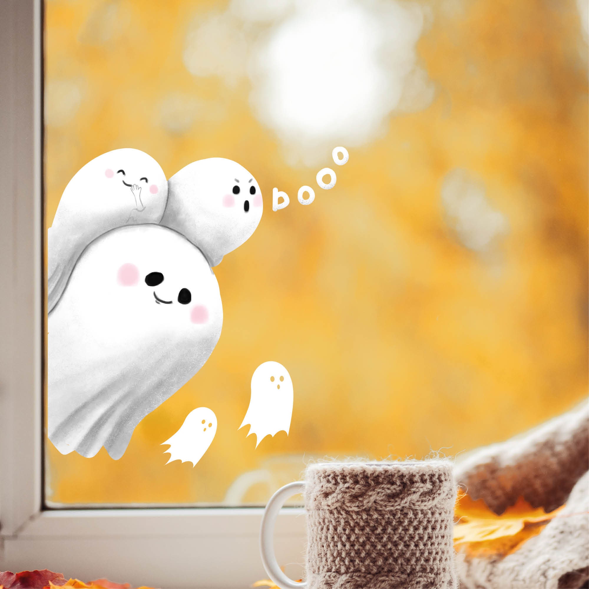 Fensterbild Halloween Geister Fensterdeko Kinderzimmer Kind Fensterfolie Fensterdekoration