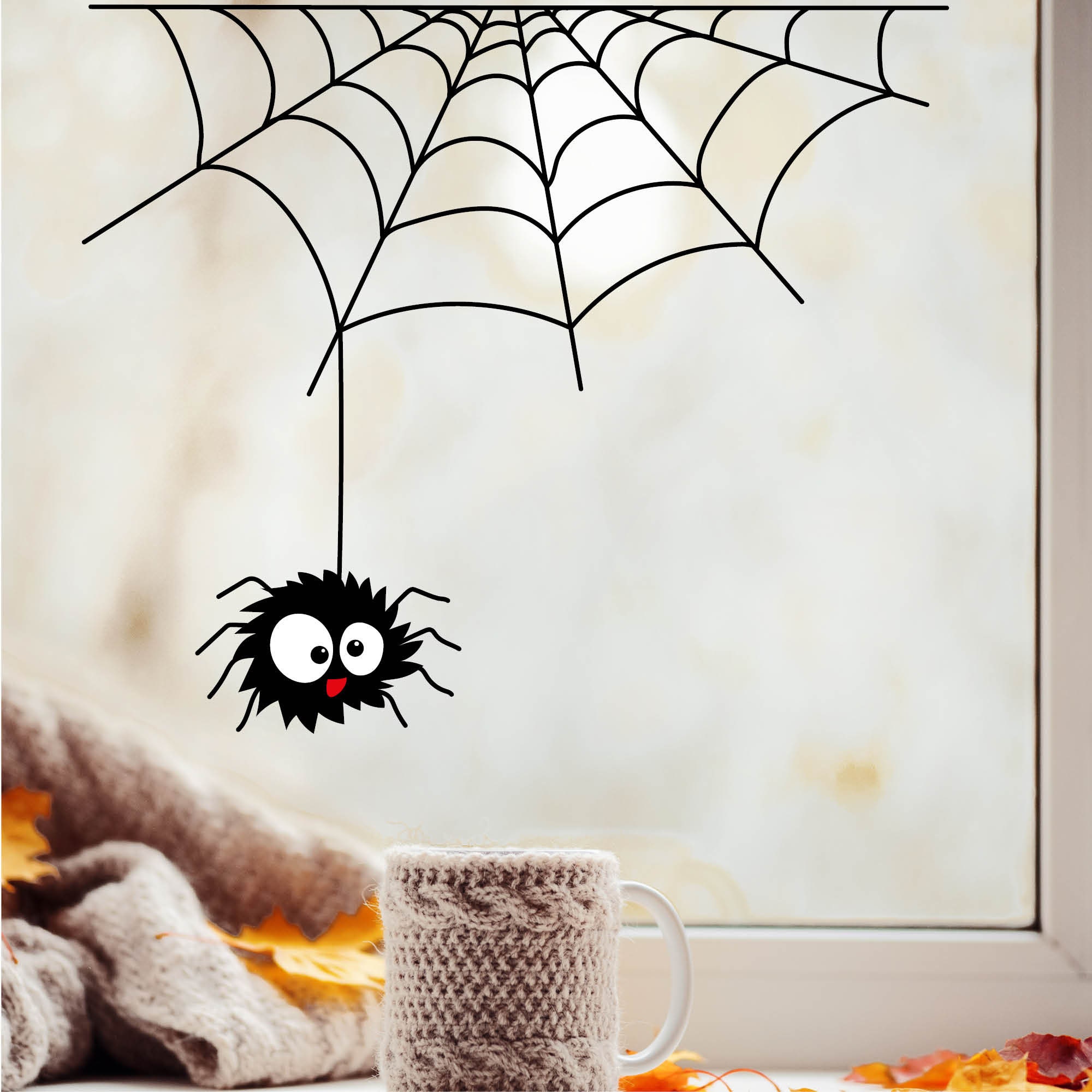 Dekoration Halloween Fensterbilder Spinne und Fledermäuse Fensterdeko Kinderzimmer Kind Fensterfolie Fensterdekoration